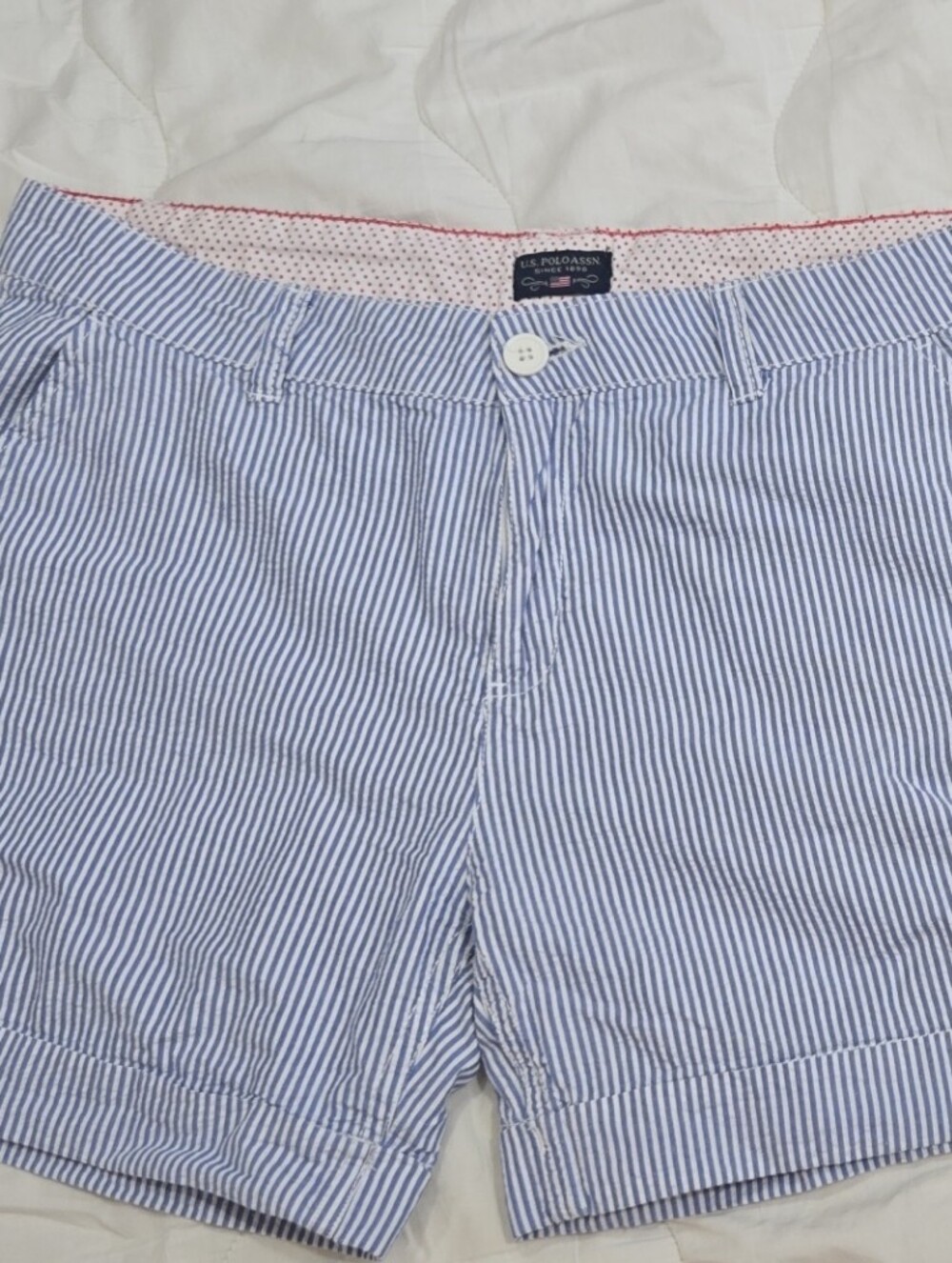 U.S. Polo Assn. 100% Cotton Striped Shorts Blue White Size 12